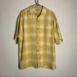 Tommy Bahama yellow plaid silk shirt
